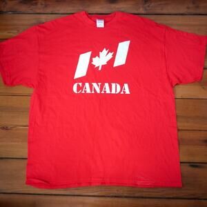 New CANADA Flag Maple Leaf 100% Cotton Mens Graphic T-Shirt RED 2XL XXL